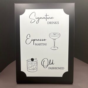 Wedding Signature Drink Signs, Black and White - Set of 2